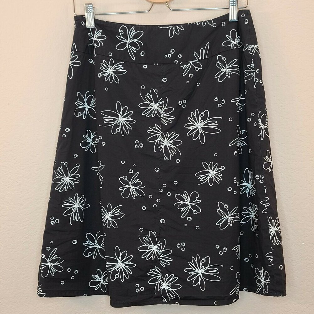 Rafaella Skirt Womens Size 6 Black White Floral A-line Casual Summer Work Office - Picture 8 of 12